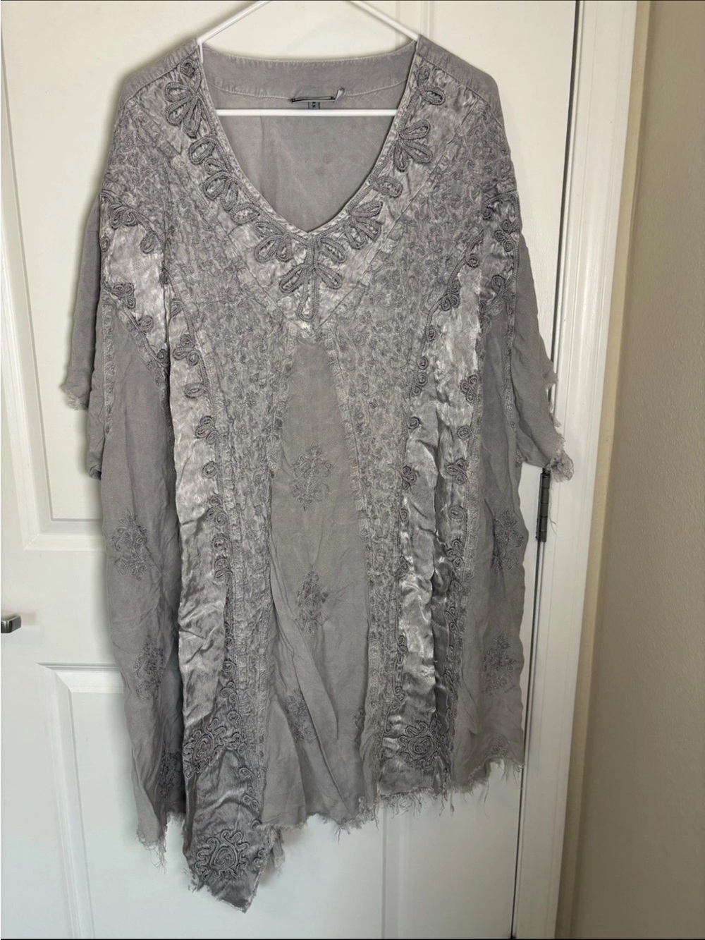 HolyClothing Women’s Boho Gray Embroidered Tunic Dress 5xL